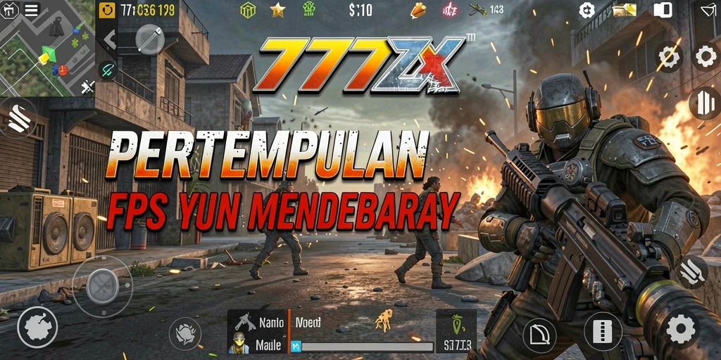 Screenshot gameplay 777ZX menampilkan aksi tembak-menembak yang intens.