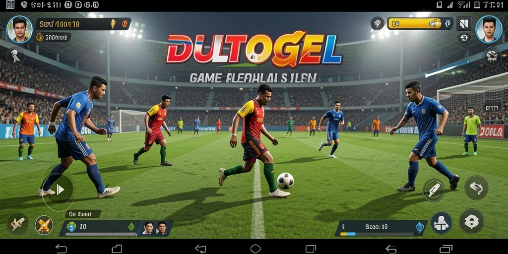Tampilan gameplay DULTOGEL yang seru dalam pertandingan sepak bola.