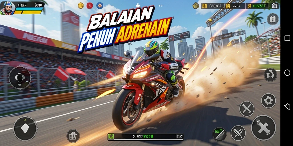 Gameplay FH6767 dengan grafis balapan motor yang mengesankan.