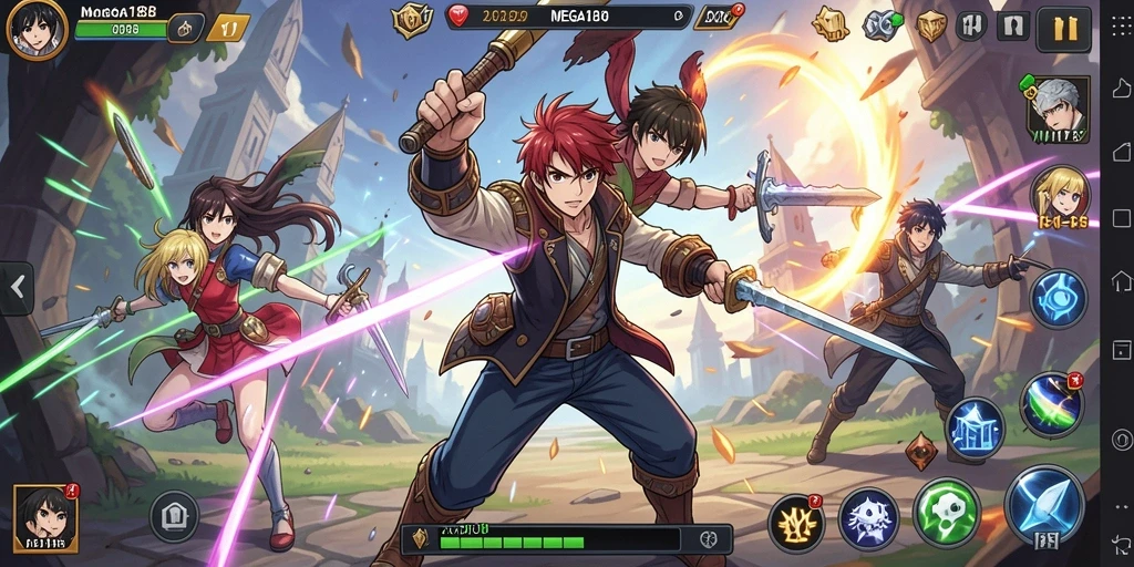 Tampilan gameplay MEGA188 dengan karakter Anime yang menarik.