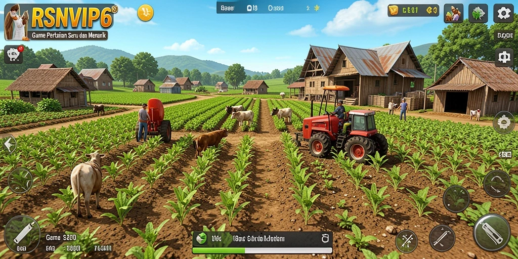 Tampilan screenshot RSNVIP6 menampilkan gameplay pertanian yang menarik dan interaktif.