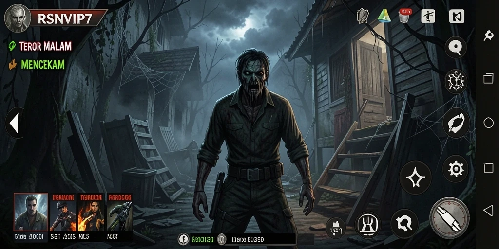 Tangkapan layar gameplay RSNVIP7 menampilkan suasana horor yang mencekam.