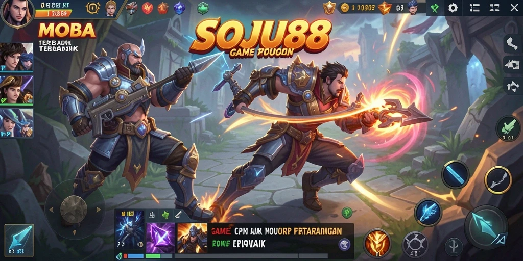 Tampilan seru karakter dalam aksi gameplay MOBA.