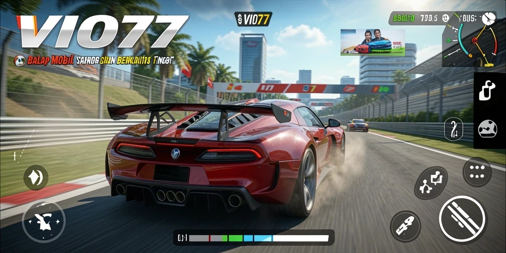 Screenshot VIO77 menunjukkan balapan yang mendebarkan dan grafis menawan.